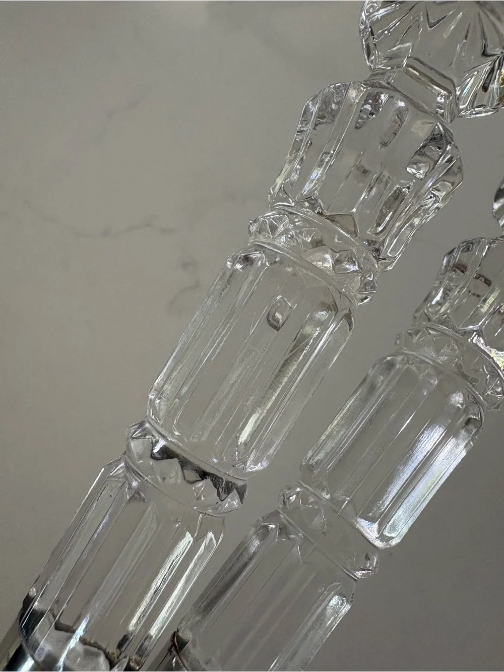 Clear Crystal handle & Silver Stainless Steel Salad Serving Set